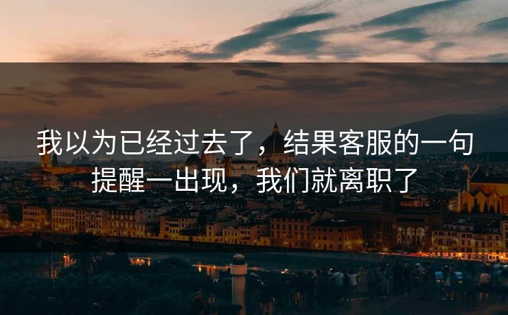 我以为已经过去了，结果客服的一句提醒一出现，我们就离职了